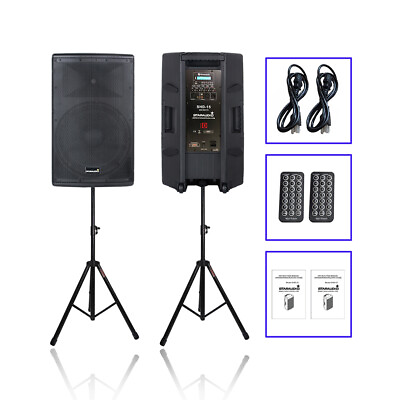 #ad Pair Active 4000W Powered Speakers 2Pcs Speaker Stands Mount Holder Heavy Duty $608.64