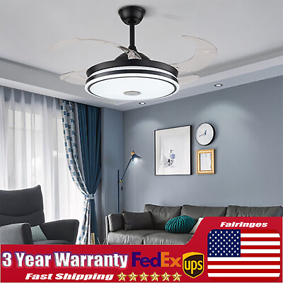 #ad 36W LED Ceiling Fan with Lamp Chandelier w Bluetooth SpeakerRemote 42quot; Black $109.25