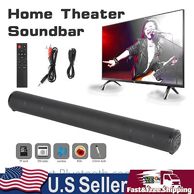 #ad Bluetooth 5.0 Home TV Sound Bar 4 Speaker System Wireless Subwoofer 3D Surround $42.79