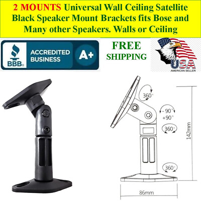 #ad 2 Mounts Satellite Speaker Mount Bracket Universal Wall or Ceiling Bose and More $29.00
