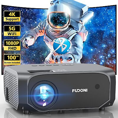 #ad 12000 Lumens 4K 1080P Projector WiFi Bluetooth Mini LED Home Theater with Screen $109.99