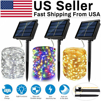 #ad 100 500 LED Solar Power String Fairy Lights Garden Outdoor Party Christmas Lamp $7.99