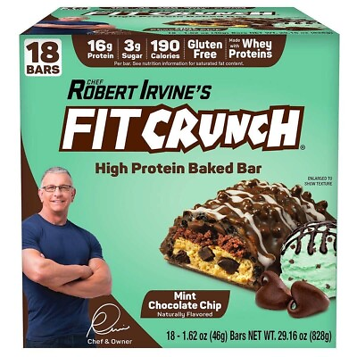 #ad Fit Crunch Whey Protein Bars Mint Chocolate Chip 27 Count GREAT PROTEIN 11 2024 $37.44
