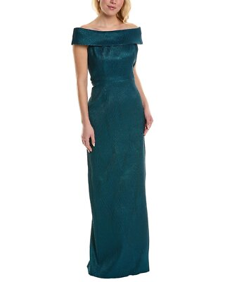 #ad Teri Jon By Rickie Freeman Off The Shoulder Gown Women#x27;s Green 10 $199.99