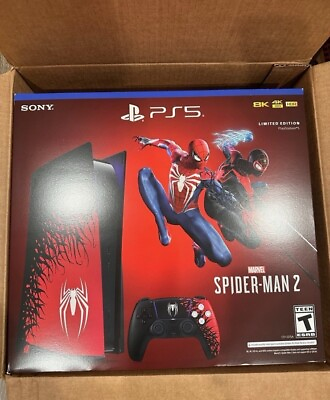 #ad Sony PS5 Blu Ray Edition Console Spider Man 2 Limited Edition Bundle Red Black $350.00