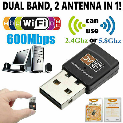 #ad Mini Dual Band 600Mbps USB WiFi Wireless Adapter Network Card 2.4 5GHz 802.11ac $4.85