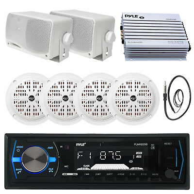 #ad #ad PLMRB29B Bluetooth USB Boat Radio 400W Amp Antenna 3.5quot; Speakers 4quot; Speakers $149.49