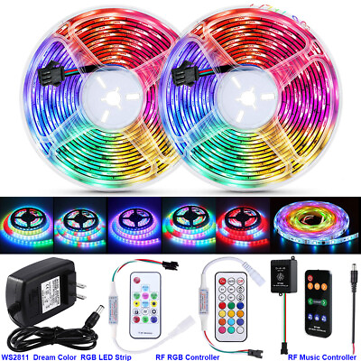 #ad WS2811 IC Rainbow Dreamcolor RGB LED Strip Lights Music Sound Remote Control $13.69