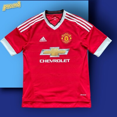 #ad Manchester United Jersey Youth XL Red White Home 2015 2016 Chevrolet Adidas $27.49
