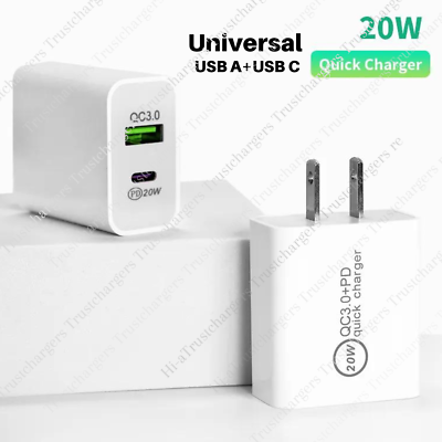 #ad 1 2X For iPhone 15 14 13 12 11 20W QC Fast Charger Block USB Type C Wall Adapter $9.24