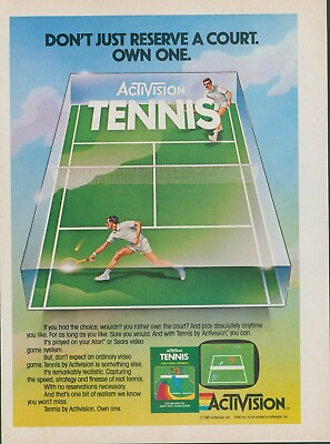 #ad 1981 Activision Tennis Video Game Atari Sears System Own Court Vtg Print Ad SI4 $11.59
