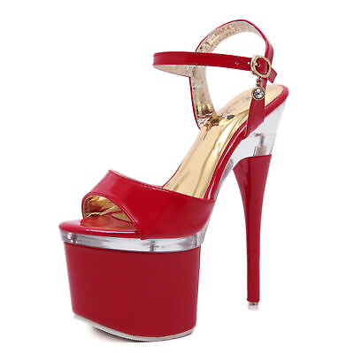 #ad Slingback Clubwear 17.5cm High Stiletto Heel Sandal Platform Buckle Shoes Womens $60.62