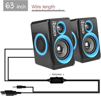 #ad Gaming Speakers Surround Sound System Loud Deep Bass USB Desktop Computer Pc 6X9 $30.64