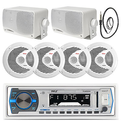 #ad #ad PLMRB29W Bluetooth Boat USB Radio 6.5quot; 150W Speakers 3.5quot; Speakers Antenna $132.99