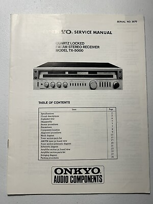 #ad Onkyo Model TX 5000 FM AM Stereo Receiver Service Manual Original OEM Genuine $29.99