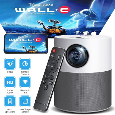 #ad 1080P Smart Compatible LCD HD Home Theater Projector Compatible with HDMI TF AV $148.19