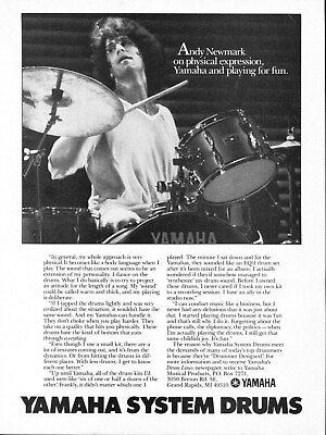 #ad 1984 Print Ad of Yamaha System Drums w Andy Newmark $9.99