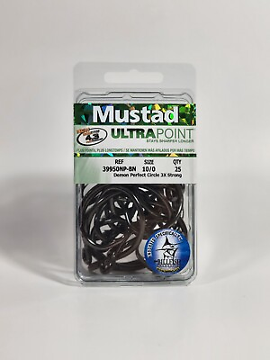 #ad MUSTAD ULTRAPOINT 39950NP BN 10 0 DEMON PERFECT CIRCLE HOOK 3X STRONG 25 PK $32.99