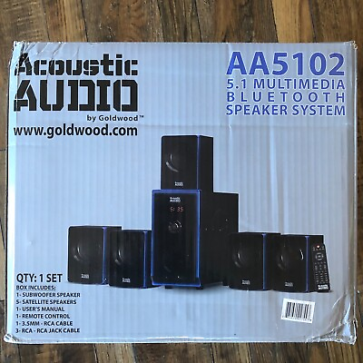 #ad Acoustic Audio AA5102 5.1 Multimedia Bluetooth Home Theater Speaker System Black $89.95