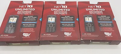 #ad 3 New Net10 Unlimited LG LG320G Prepaid Cell Phones TracFone Black Lot $74.99