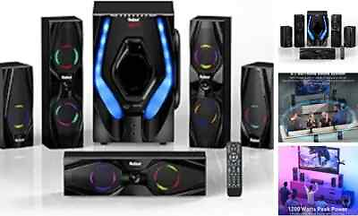 #ad Surround Sound Speakers 1200W Peak Power Home Theater System with RGB Lights $394.92