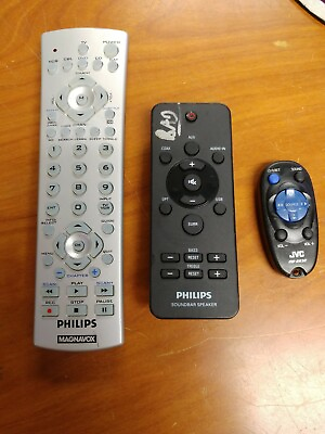 #ad Lot of 3 Remotes: Philips Soundbar Speaker Remote Philips Magnavox silver JV $11.95