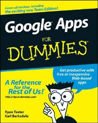 #ad Google Apps For Dummies Paperback By Teeter Ryan GOOD $4.96