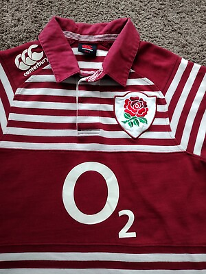 #ad CANTERBURY Mens Size Small ENGLAND HOME 2014 RUGBY Polo Jersey SHIRT Preppy $40.00