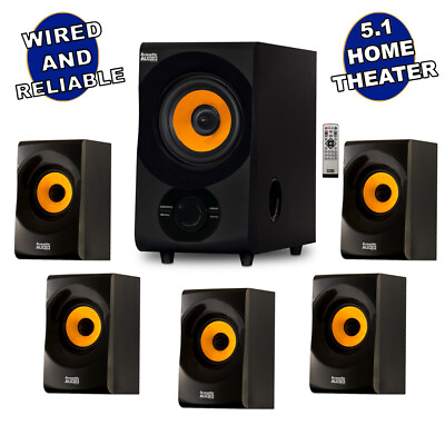 #ad #ad Acoustic Audio Home Theater 5.1 Bluetooth Speaker System with FM Tuner NEW $114.88