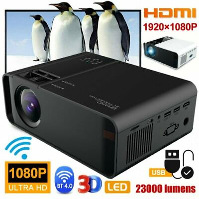 #ad 23000 Lumens 1080P HD WiFi Bluetooth Mini 5D LED Home Theater Projector Cinema $106.39