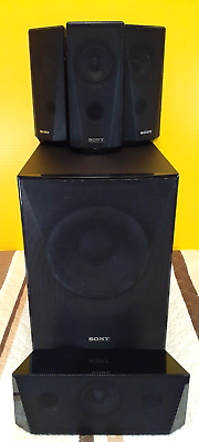 #ad Sony 5 Piece Surround Sound Speaker System Bundle Subwoofer4 Speakers Wired $29.99
