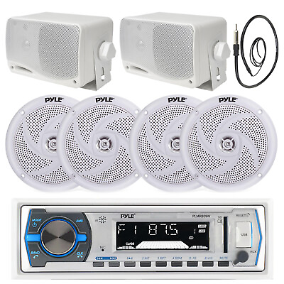 #ad #ad Pyle Marine USB Bluetooth Boat Radio 4x 4quot; Speakers Antenna 2x 3.5quot; Speakers $119.49
