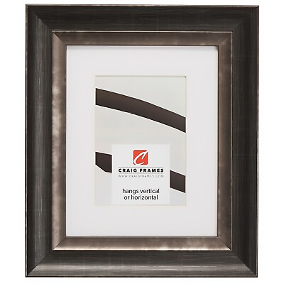 #ad Craig Frames Ventura 2quot; Scratched Black and Silver Picture Frame With a Mat $74.99