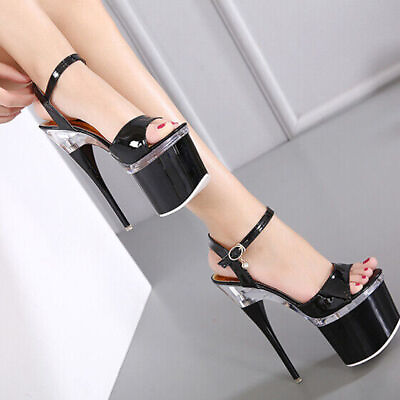 #ad Womens 17.5cm High Stiletto Heel Sandal Platform Buckle Shoes Slingback Clubwear $63.38