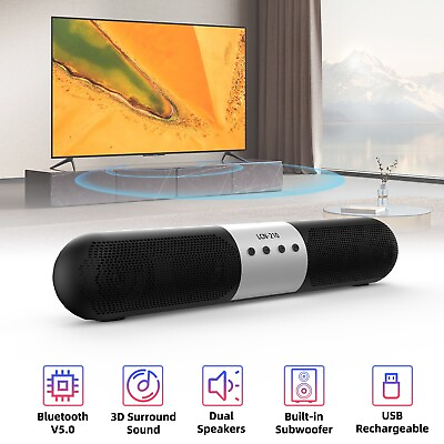 #ad Bluetooth Wireless TV Sound bar Speaker 3D PC Gaming Home Theater w RGB Lights $57.90