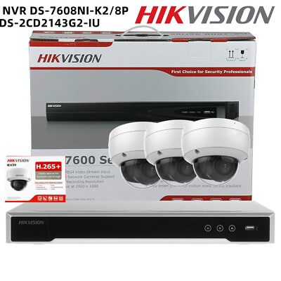 #ad Hikvision 4K 8CH CCTV Security outdoor System POE 4MP AcuSense Dome Mic IR Lot $113.99