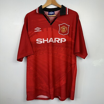 #ad Vintage 1994 96 Umbro Man Utd Shirt Football Sharp Home Size Mens XL GBP 129.95