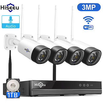 #ad Hiseeu 8CH 2K NVR Outdoor CCTV WiFi Security Camera System Wireless With 1TB HDD $197.99