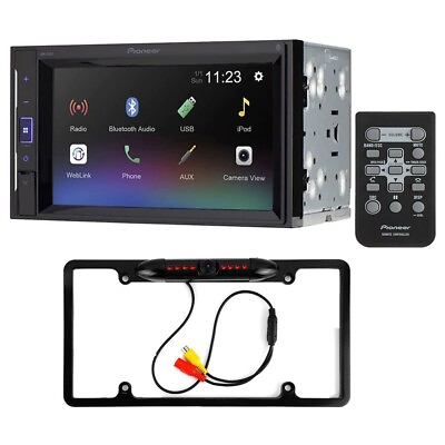 #ad New Pioneer DMH 241EX Double DIN Bluetooth Car Stereo with Backup Camera Package $225.99