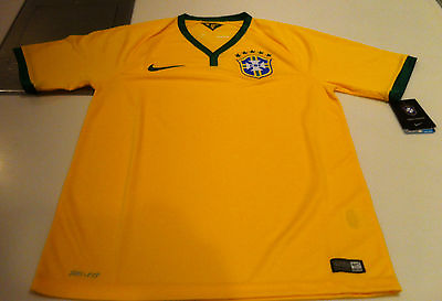 #ad Team Brasil Brazil Home 2014 World Cup Soccer Home Jersey SS S Men#x27;s Yellow C $109.99