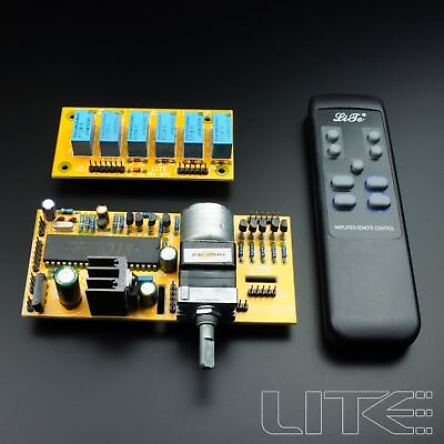 #ad HiFi Motor Pot Remote Stereo Volume Control Board kit With 4 Ways Relay Audio $58.59