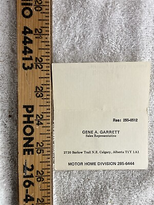 #ad Vintage Business Card Gene Garrett Motor Home Calgary Alberta Canada Bucar#x27;s $7.99