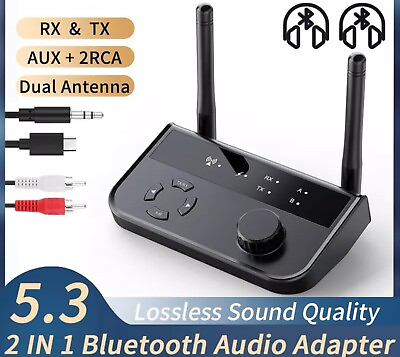 #ad Long Range Bluetooth 5.3 Transmitter Receiver For TV Home Stereo Audio Adapter $17.64