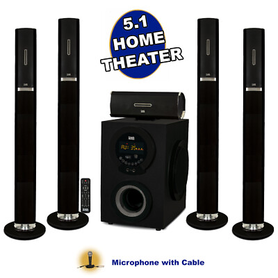 #ad Acoustic Audio AAT3002 Tower 5.1 Bluetooth Home Speaker System with 8quot; Sub amp; Mic $239.88