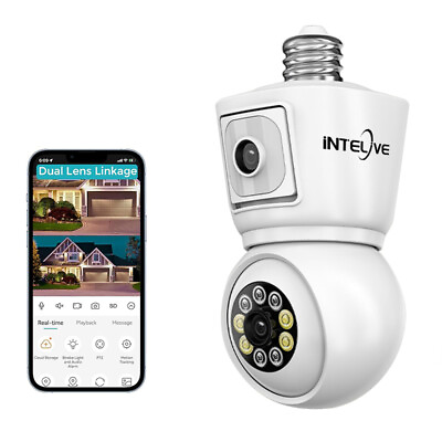 #ad Dual Lens 1080P Light Bulb Camera WiFi Wireless Home Security IR Night Vision $21.69