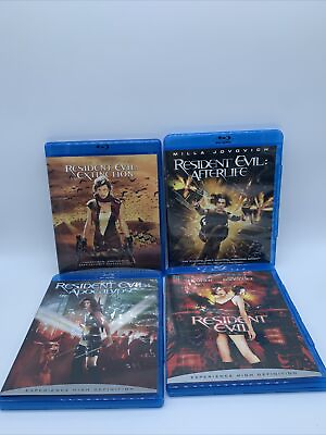 #ad Lot of 4 Resident Evil Movies 4 Blu Ray DVDs Pre owned $16.95