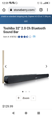 #ad Toshiba TYSBX130 2.0 Channel Bluetooth Soundbar Black $74.95