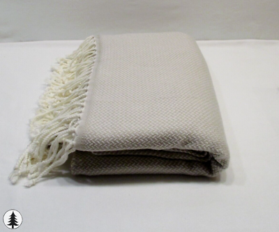 #ad Hamp;M Home Beige Tassel Throw Blanket 51x67 Home Decor Bedding $18.00