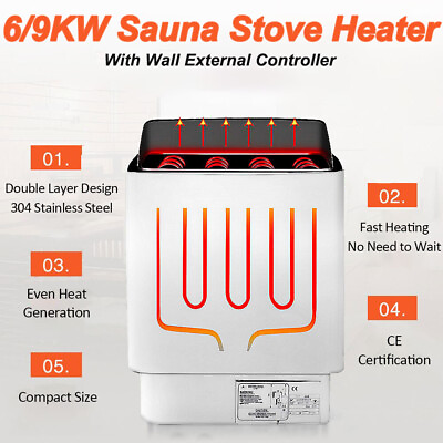 #ad 6 9kw Stainless Steel Sauna Heater Stove Dry Sauna Stove With External Control $365.54