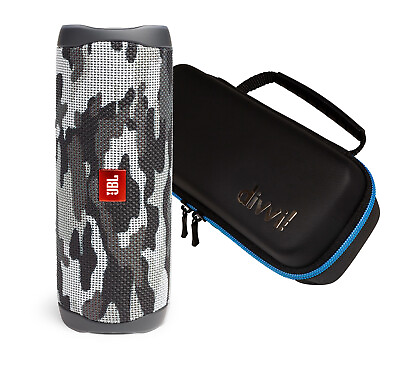 #ad JBL Flip 5 Black Camo Bluetooth Speaker w divvi Hardshell Case Kit $89.95